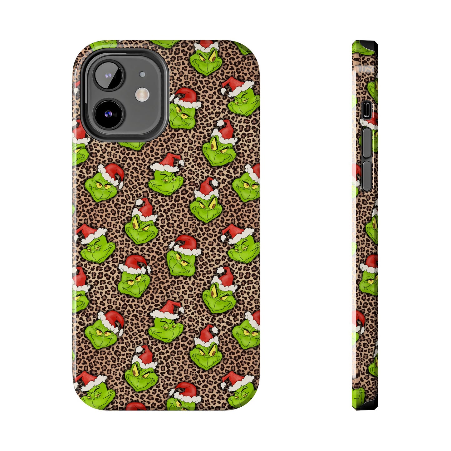 Leopard Print Green Christmas Grouch -  Tough Phone Cases