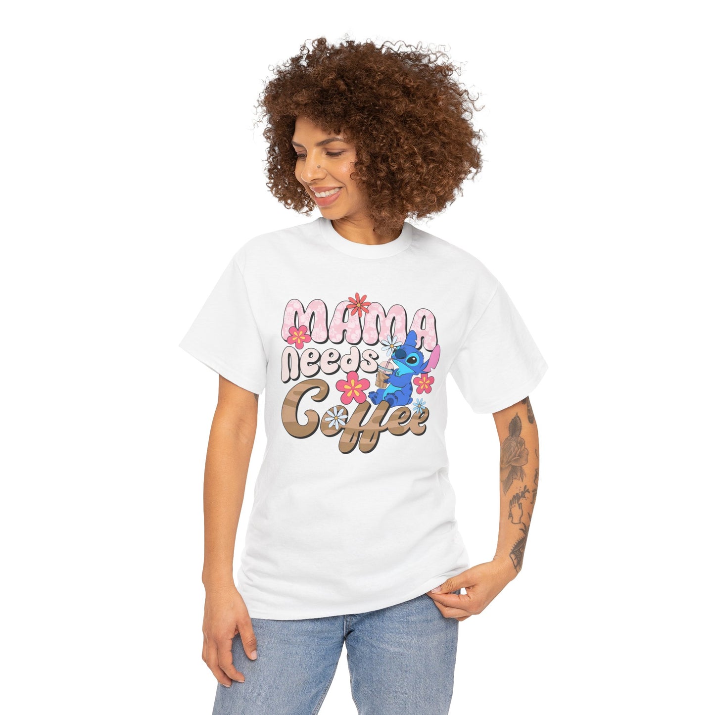 Mama Needs Coffee Alien   - Unisex Heavy Cotton Tee