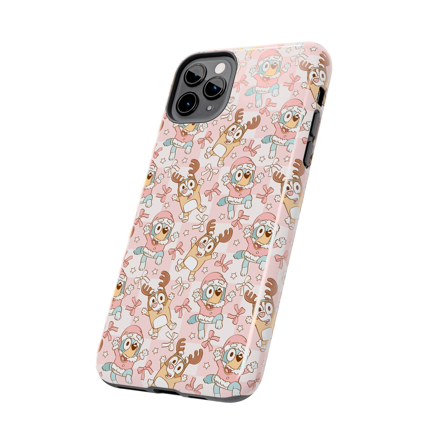 Blue Dog Pink Christmas  -  Tough Phone Cases