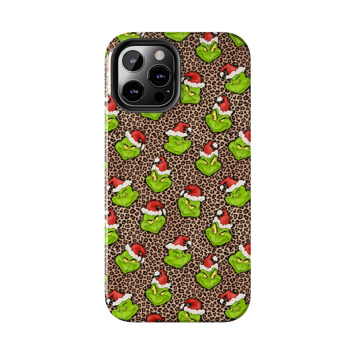 Leopard Print Green Christmas Grouch -  Tough Phone Cases