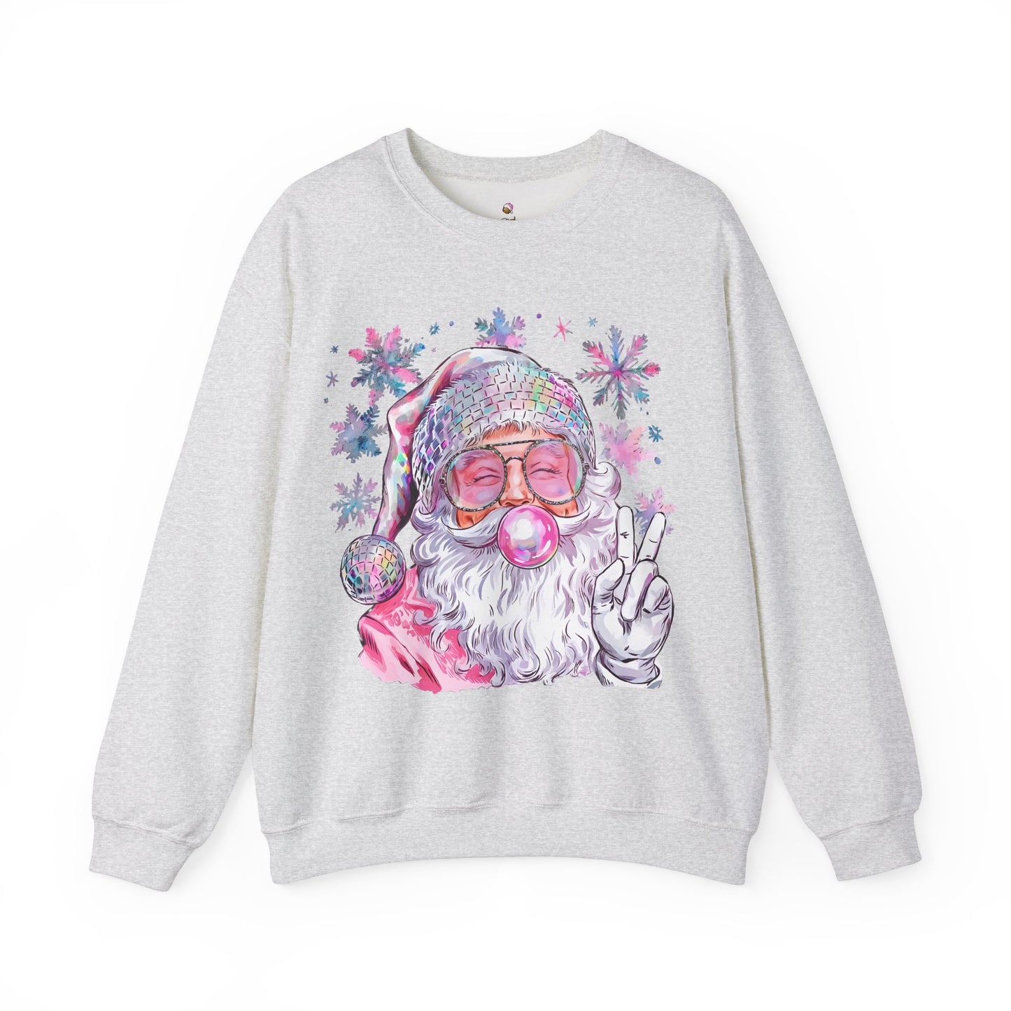 Pink Peace Sign Santa Crewneck Christmas Sweatshirt