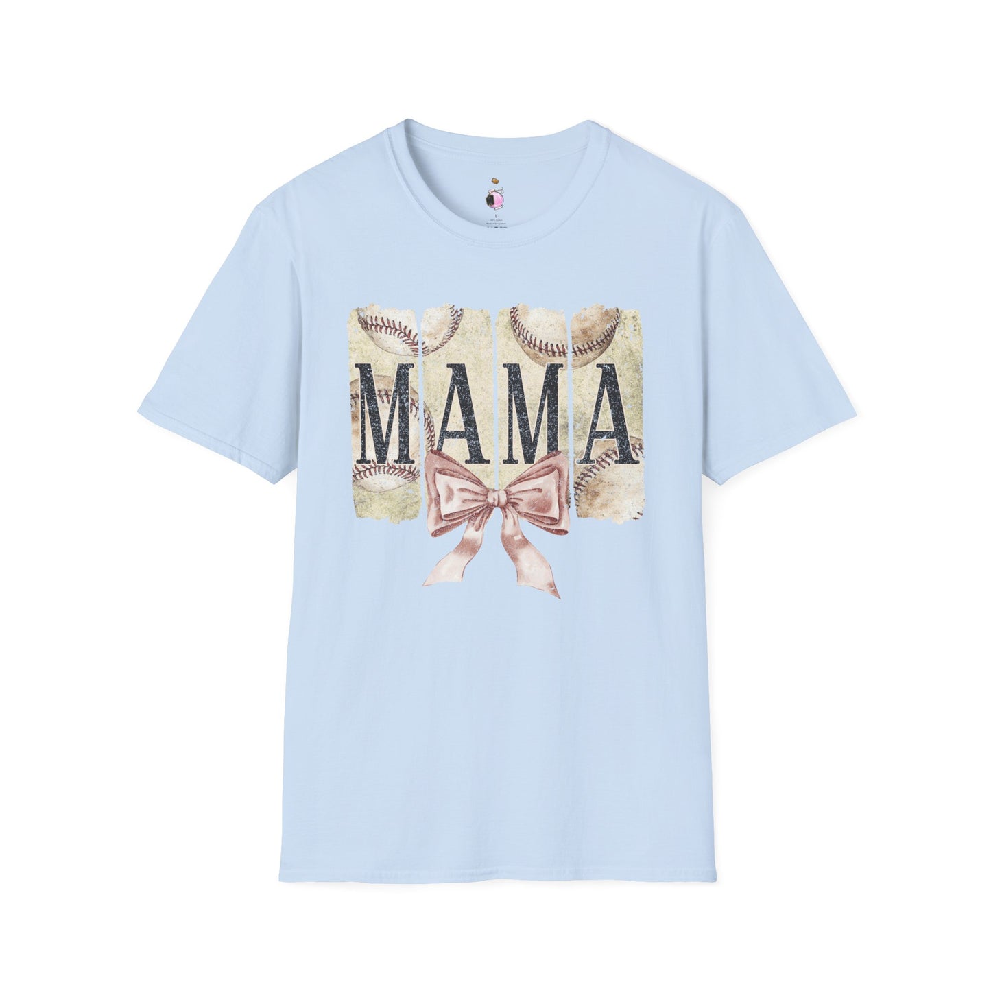 Baseball Mama Bow - Unisex Softstyle T-Shirt