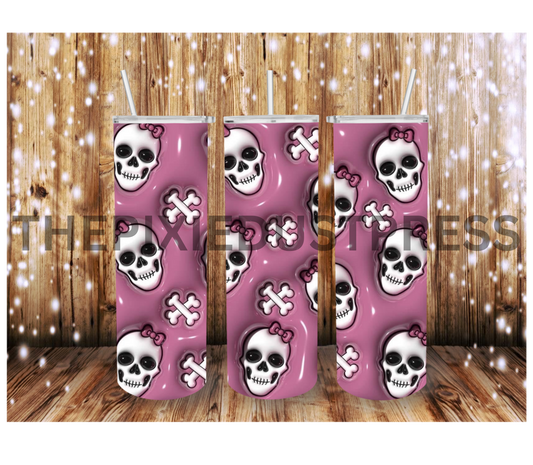 Puffy Purple Skulls and Crossbones -  20 oz Tumbler