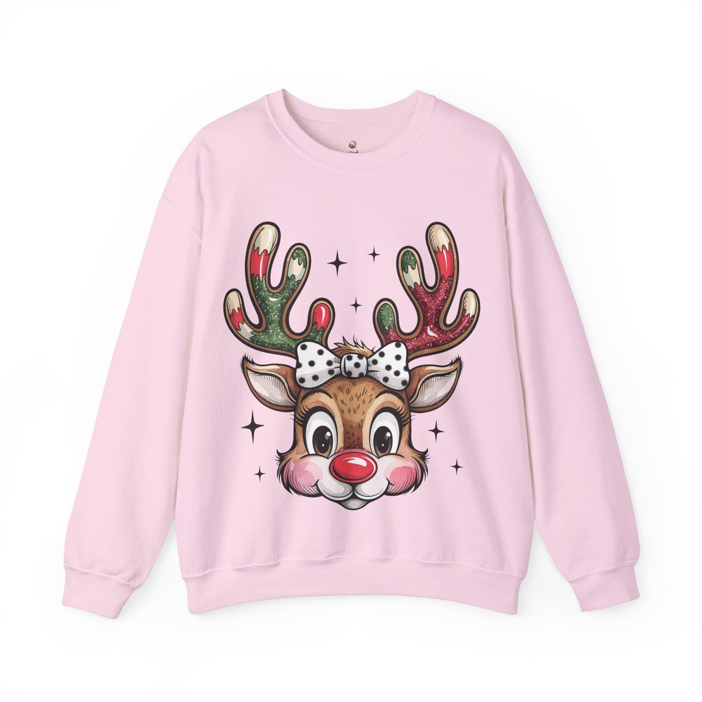 Rosy Cheeked Reindeer - Crewneck Christmas Sweatshirt