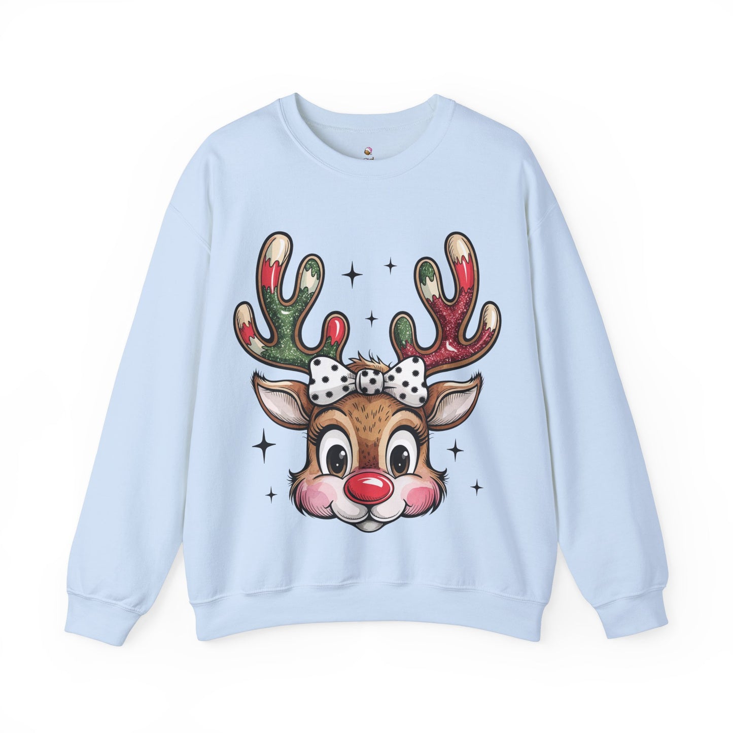 Rosy Cheeked Reindeer - Crewneck Christmas Sweatshirt