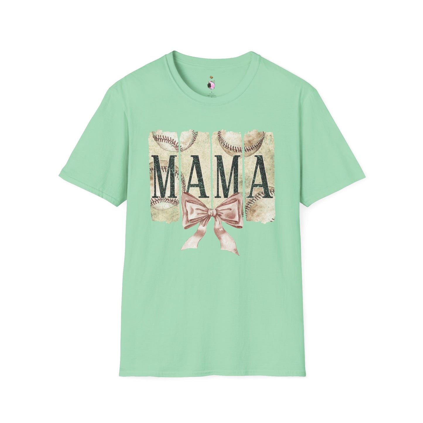 Baseball Mama Bow - Unisex Softstyle T-Shirt