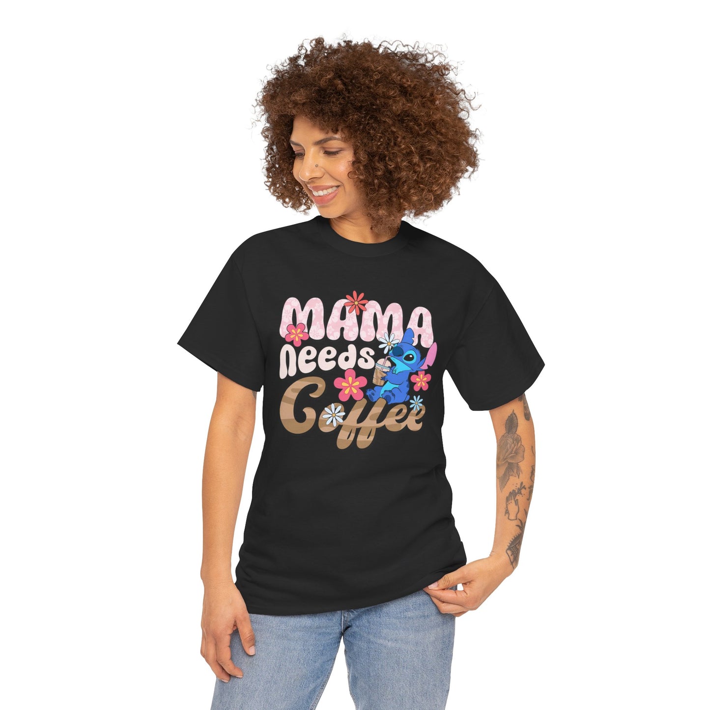 Mama Needs Coffee Alien   - Unisex Heavy Cotton Tee