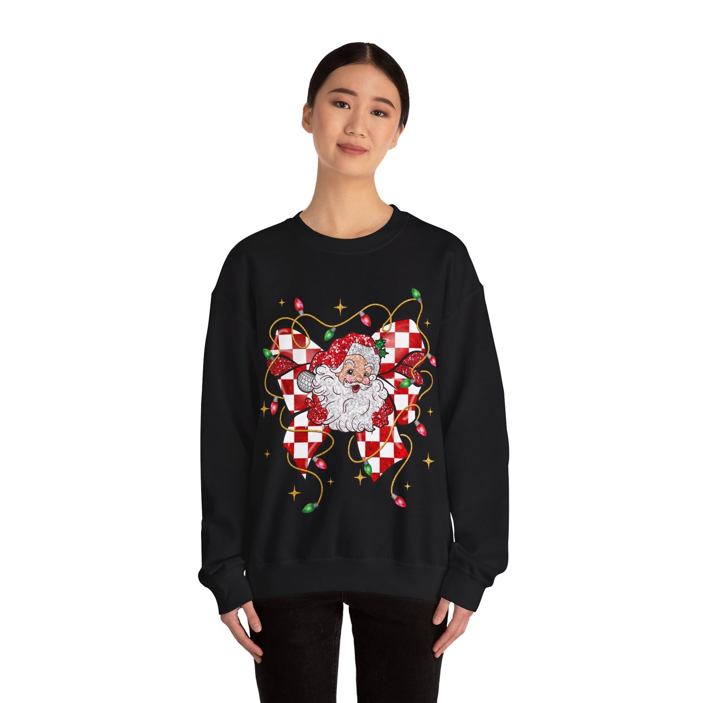 Checkered Santa Coquette Christmas Sweatshirt