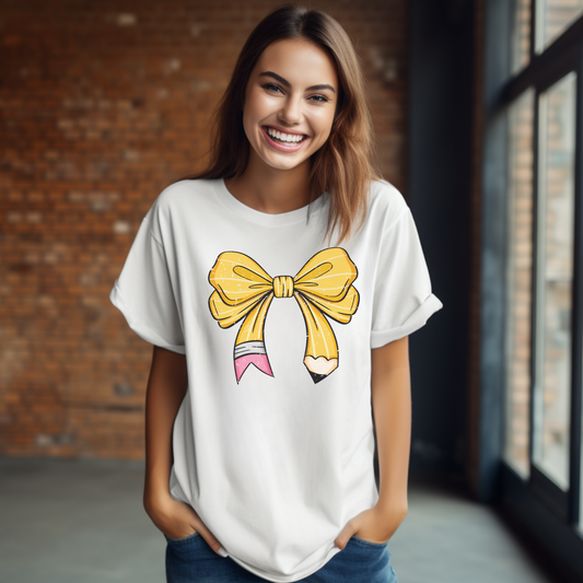 Pencil Teacher Bow - Teacher Shirt