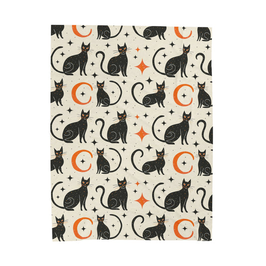 Black Cat -  Halloween Blanket - Plush Blanket