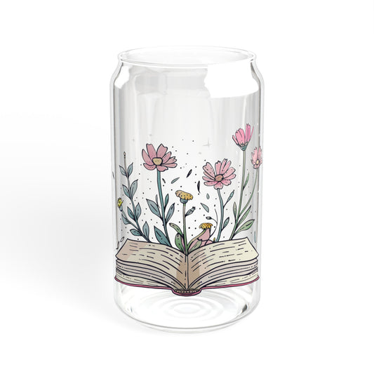 Floral Book  - Sipper Glass, 16oz