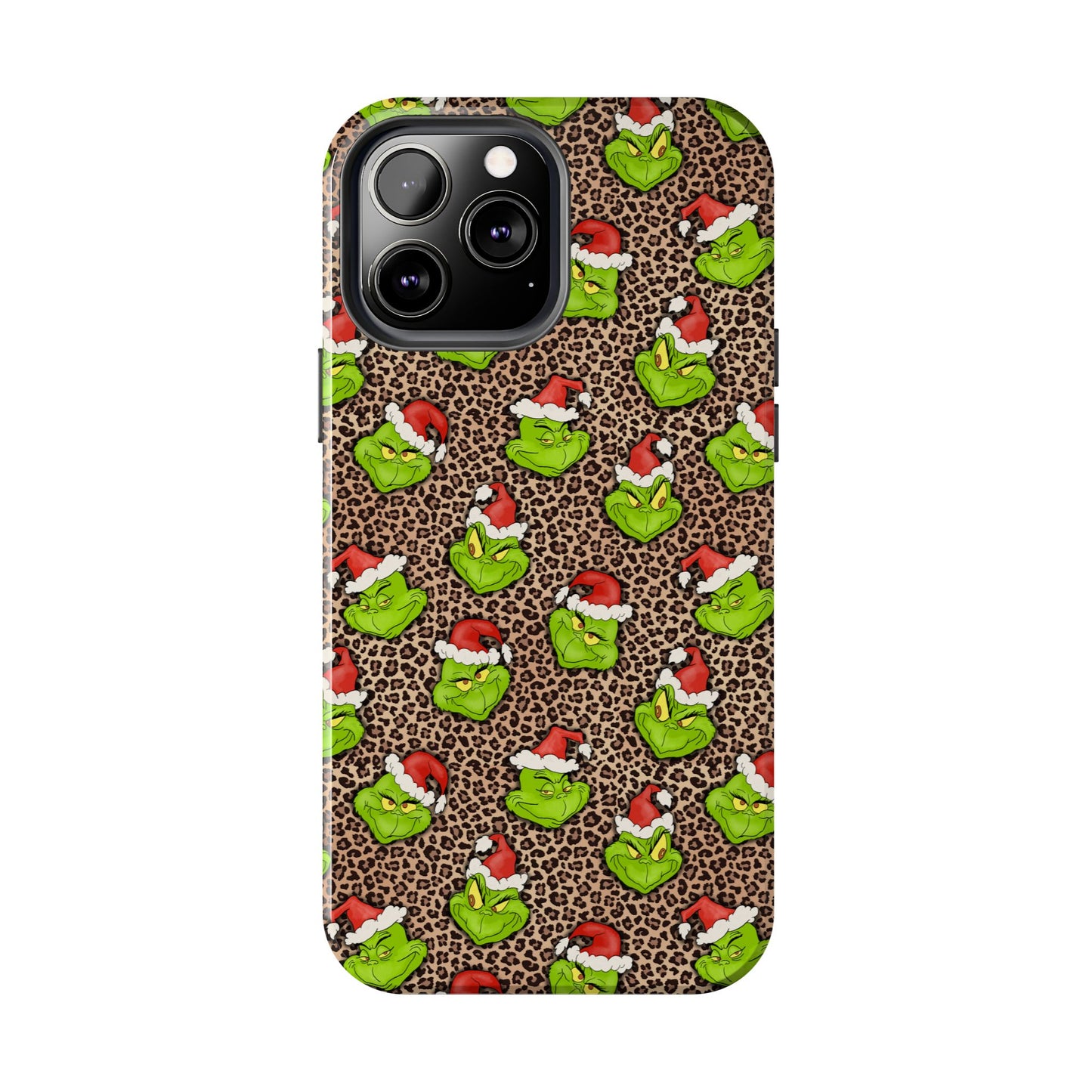 Leopard Print Green Christmas Grouch -  Tough Phone Cases