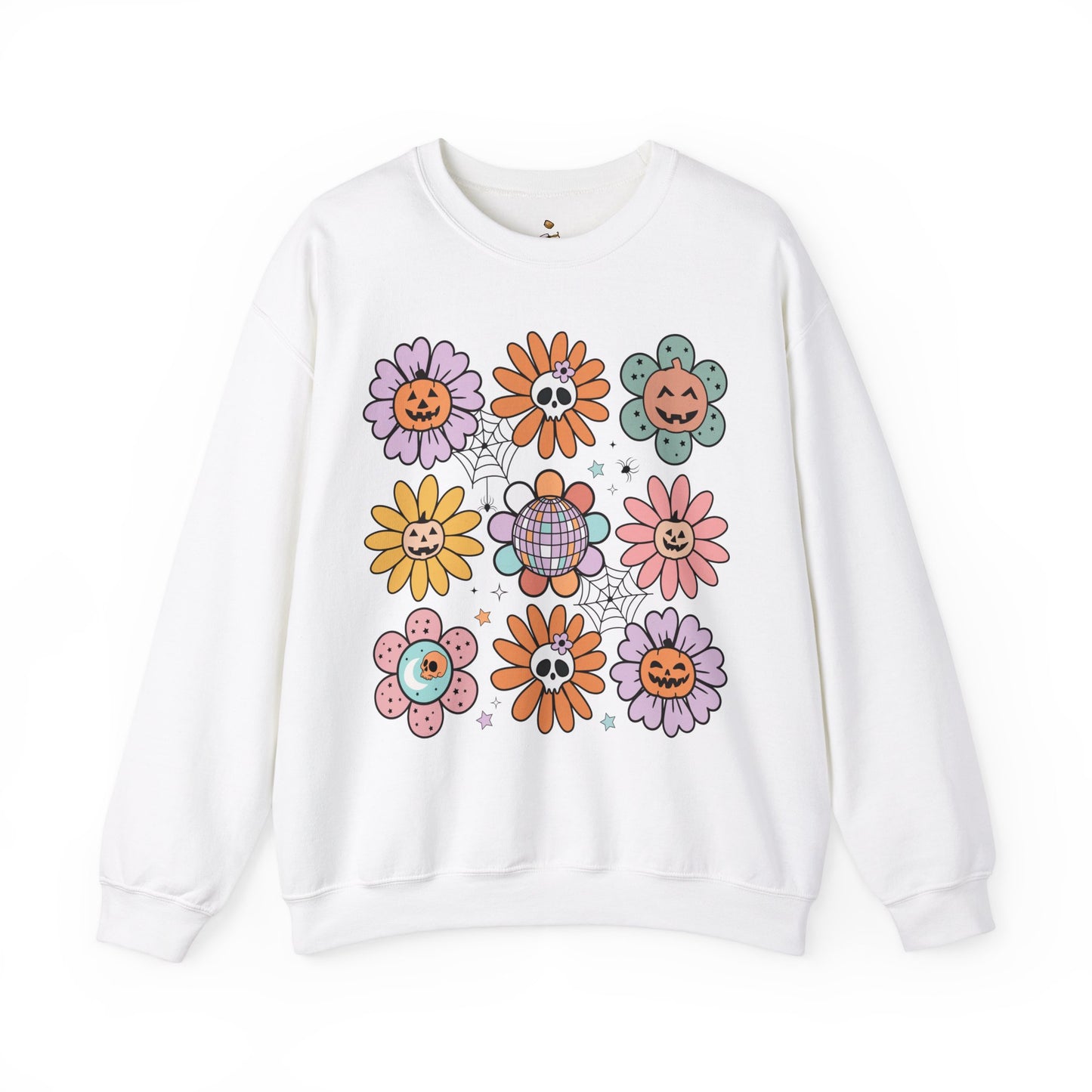 Retro Halloween Flowers - Unisex Heavy Blend™ Crewneck Sweatshirt