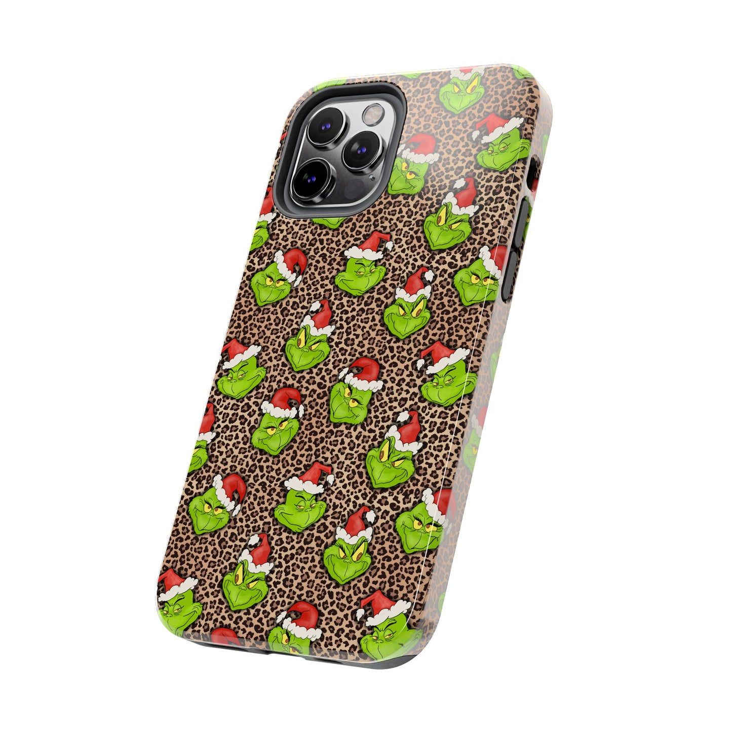 Leopard Print Green Christmas Grouch -  Tough Phone Cases