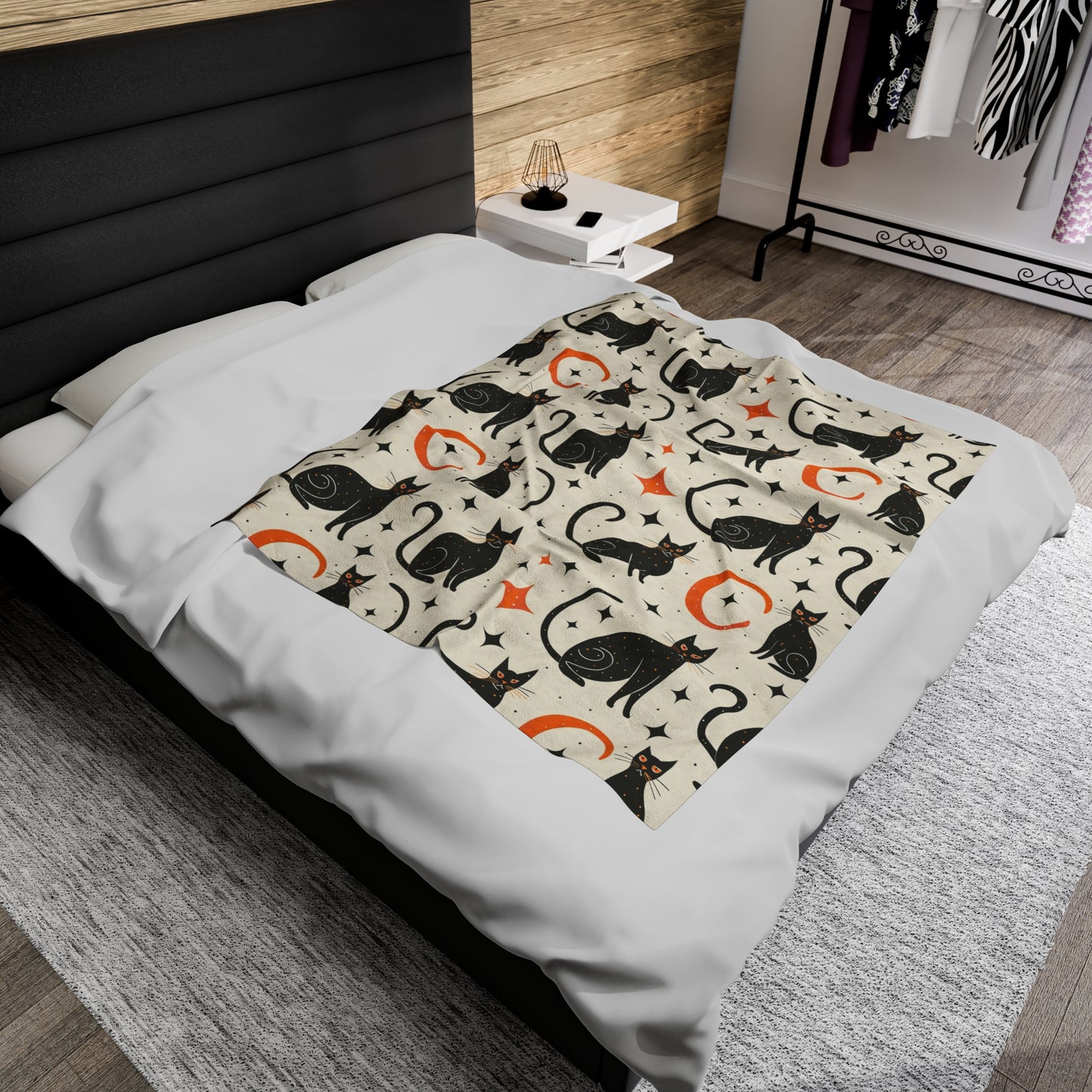 Black Cat -  Halloween Blanket - Plush Blanket