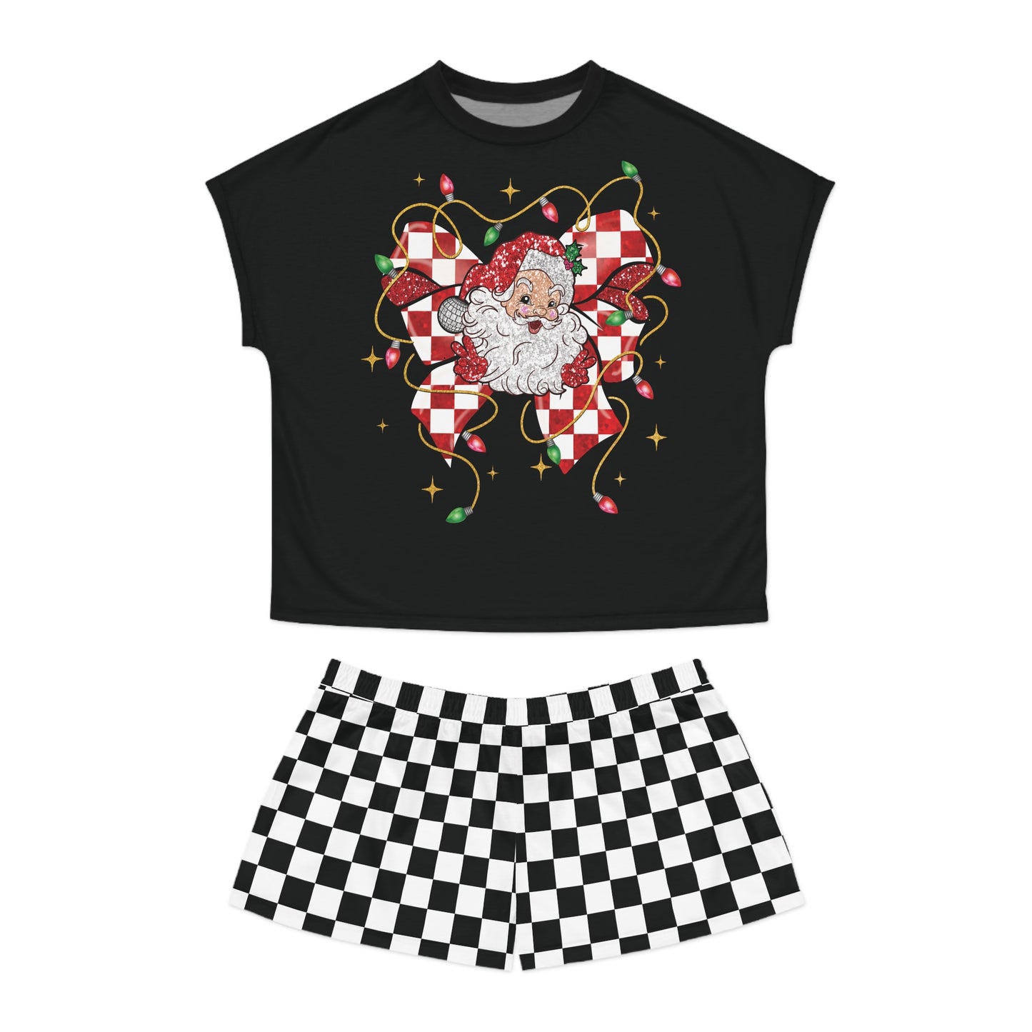 Checkered Santa - Women's Short Pajama Set