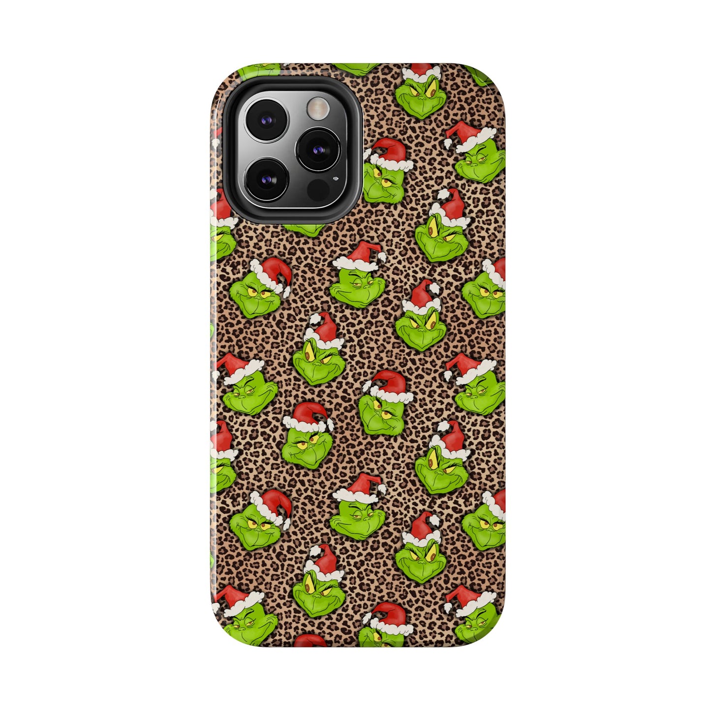 Leopard Print Green Christmas Grouch -  Tough Phone Cases