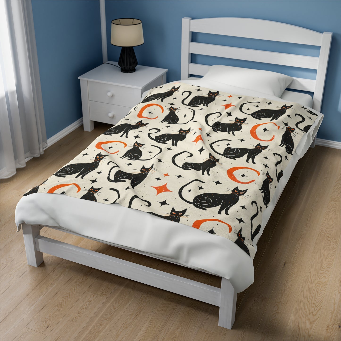 Black Cat -  Halloween Blanket - Plush Blanket