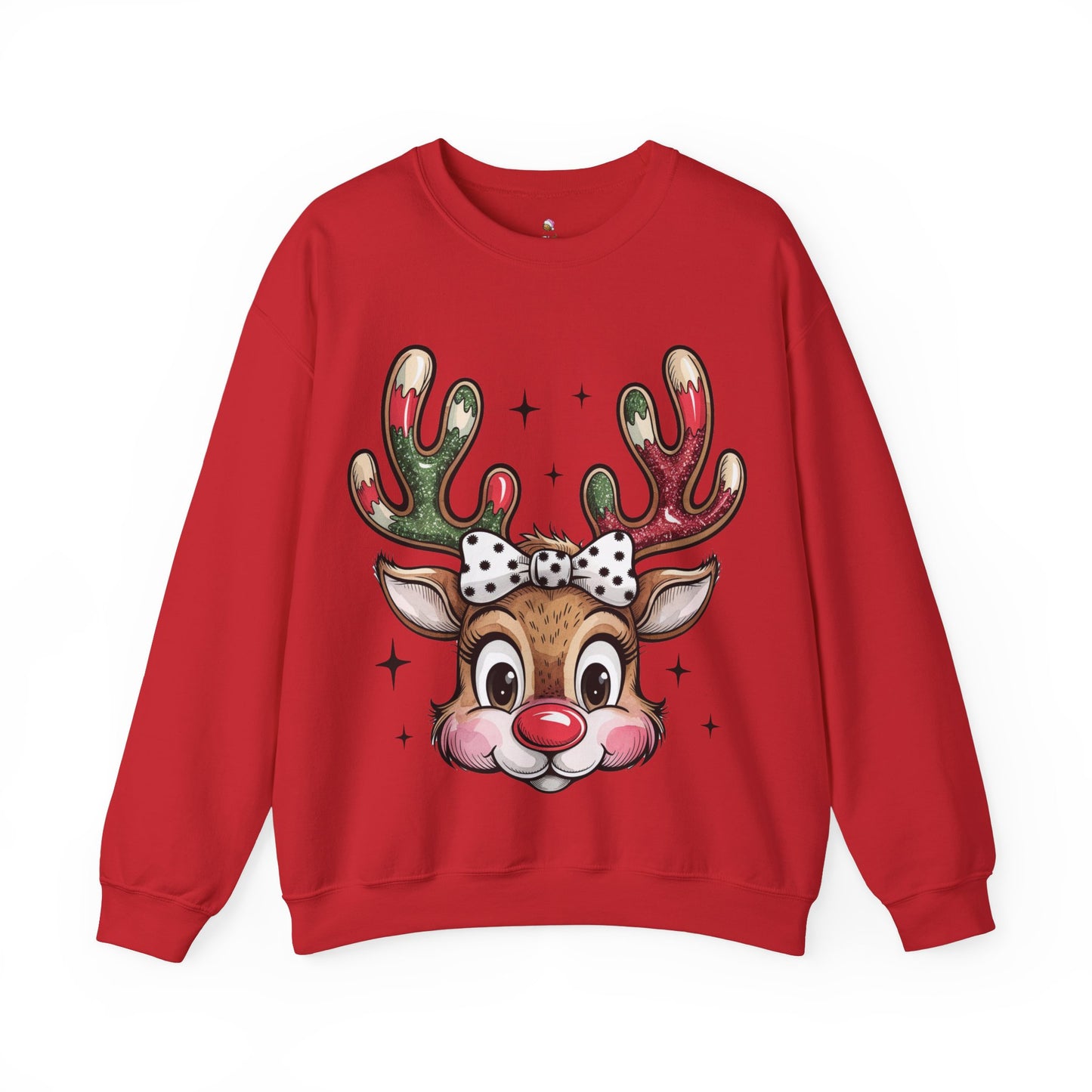 Rosy Cheeked Reindeer - Crewneck Christmas Sweatshirt