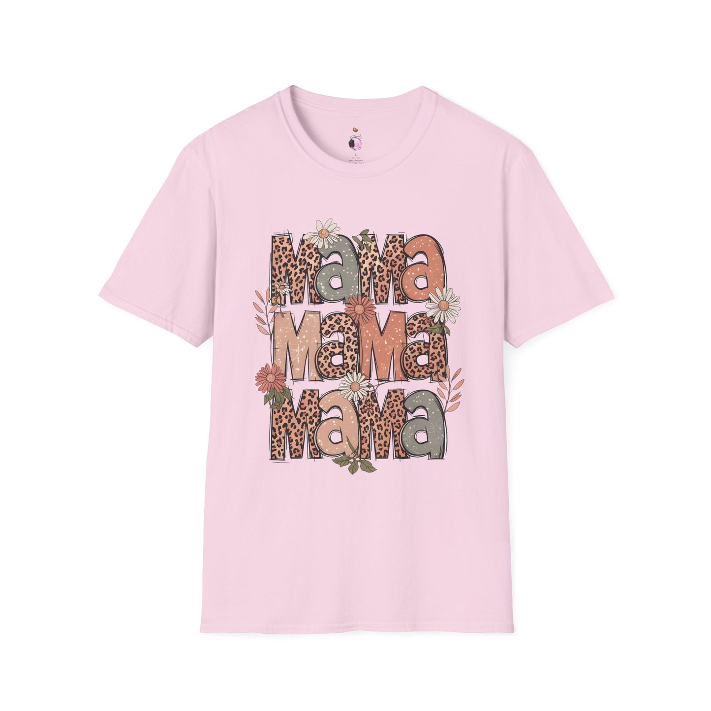 Mama Leopard Floral - Unisex Softstyle T-Shirt