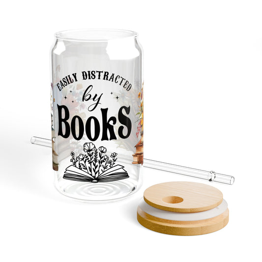 Easily Distracted By Books - Sipper Glass, 16oz