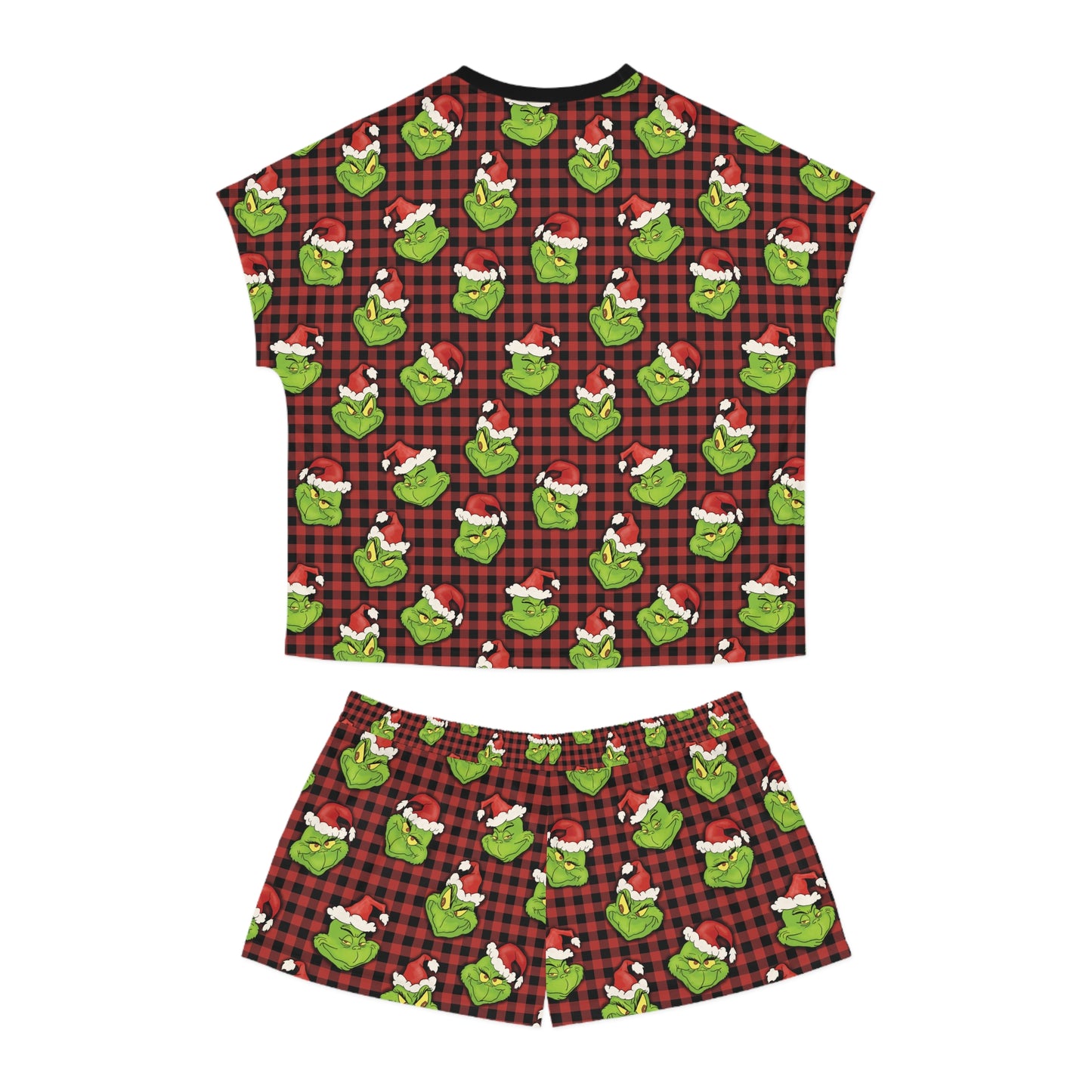 Red Plaid Grouch -  Women's Short Pajama Set