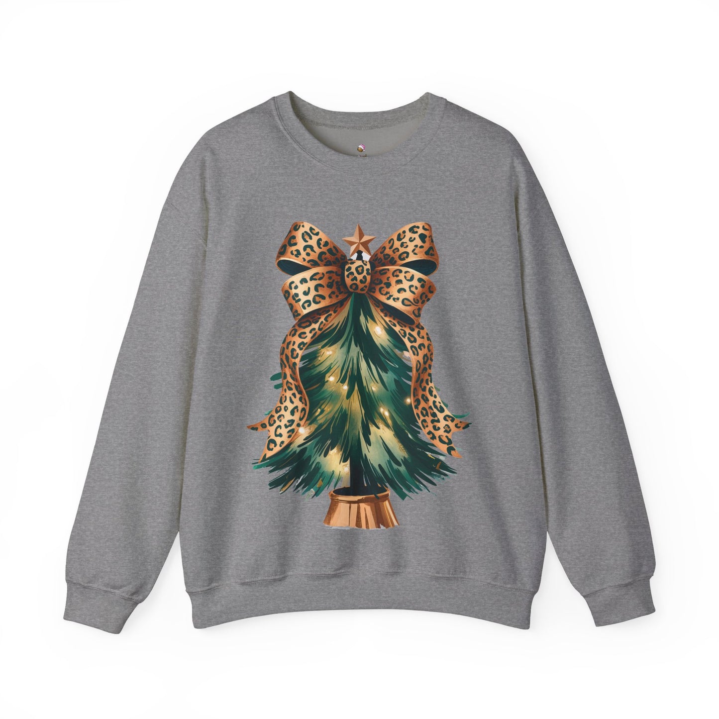 Cheetah Print Christmas Tree - Coquette - Crewneck Christmas Sweatshirt