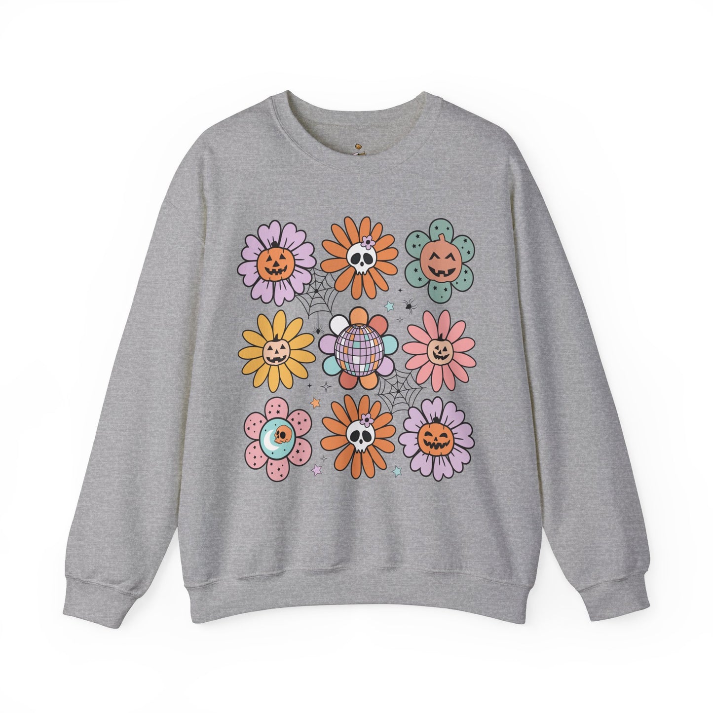 Retro Halloween Flowers - Unisex Heavy Blend™ Crewneck Sweatshirt