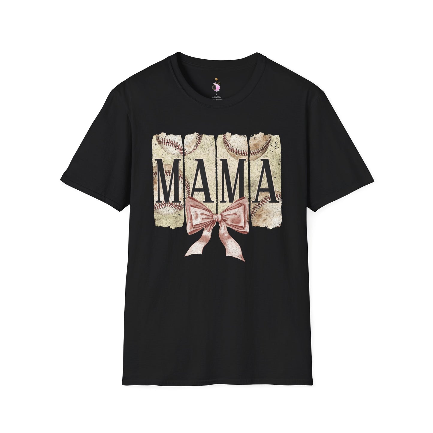 Baseball Mama Bow - Unisex Softstyle T-Shirt