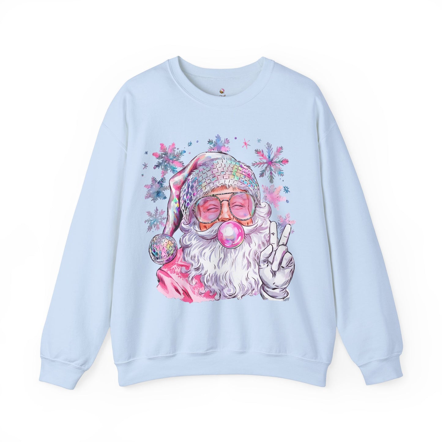 Pink Peace Sign Santa Crewneck Christmas Sweatshirt