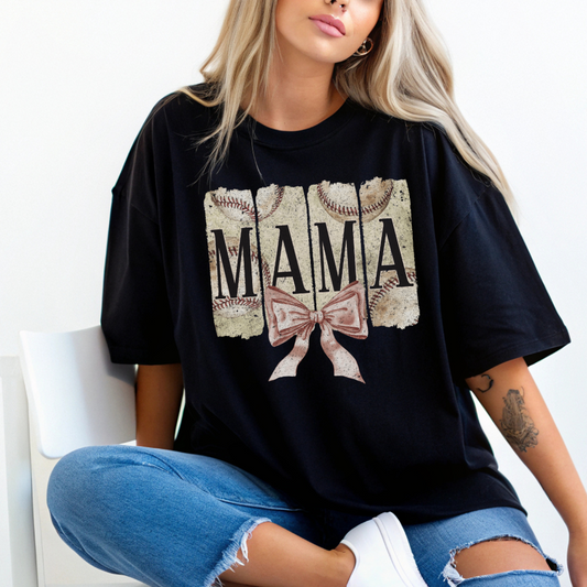 Baseball Mama Bow - Unisex Softstyle T-Shirt