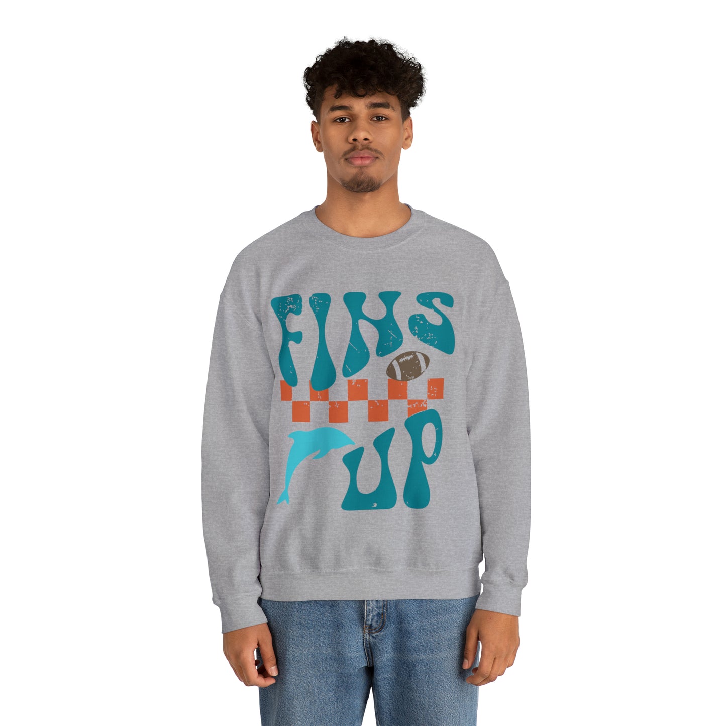Retro Fins Up - Unisex Heavy Blend™ Crewneck Sweatshirt