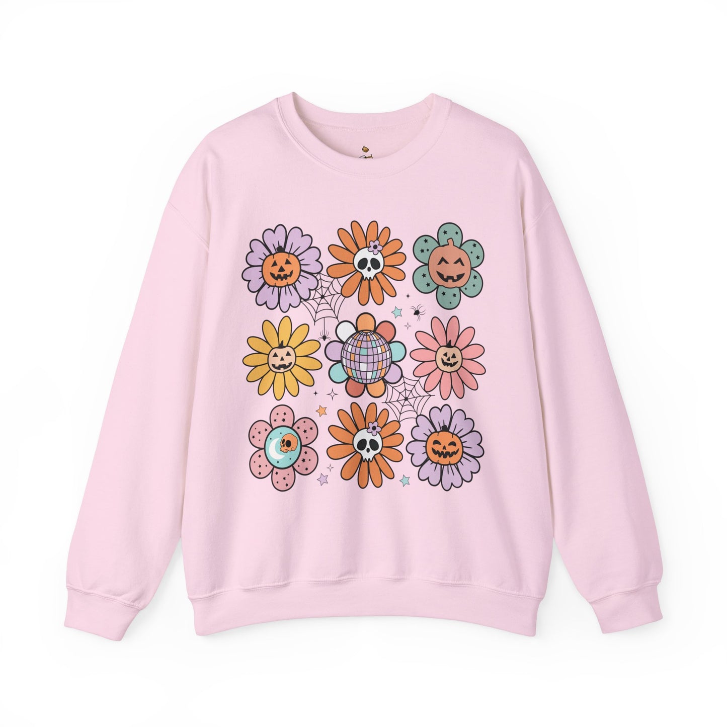 Retro Halloween Flowers - Unisex Heavy Blend™ Crewneck Sweatshirt