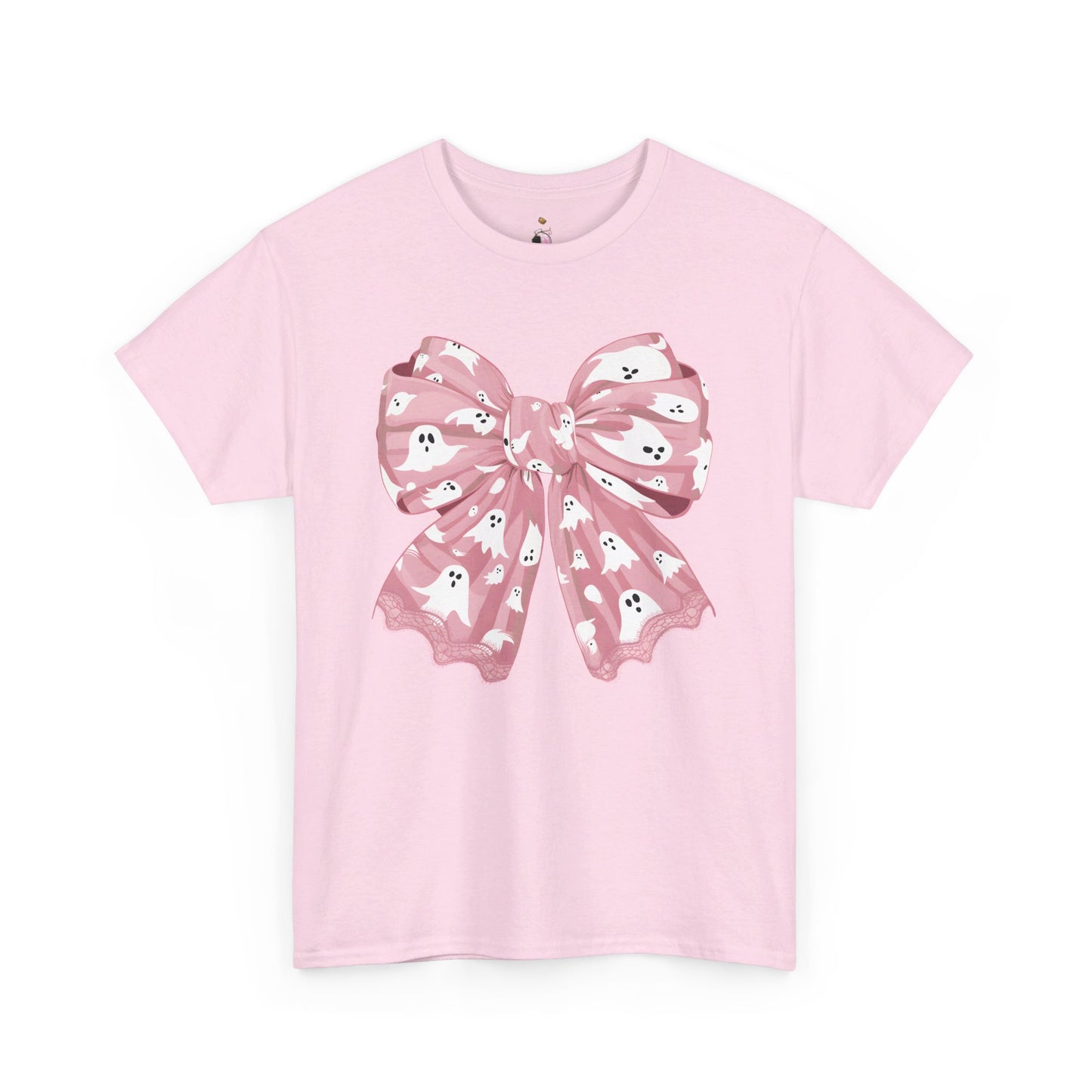 Pink Bow Ghost Halloween Coquette Shirt