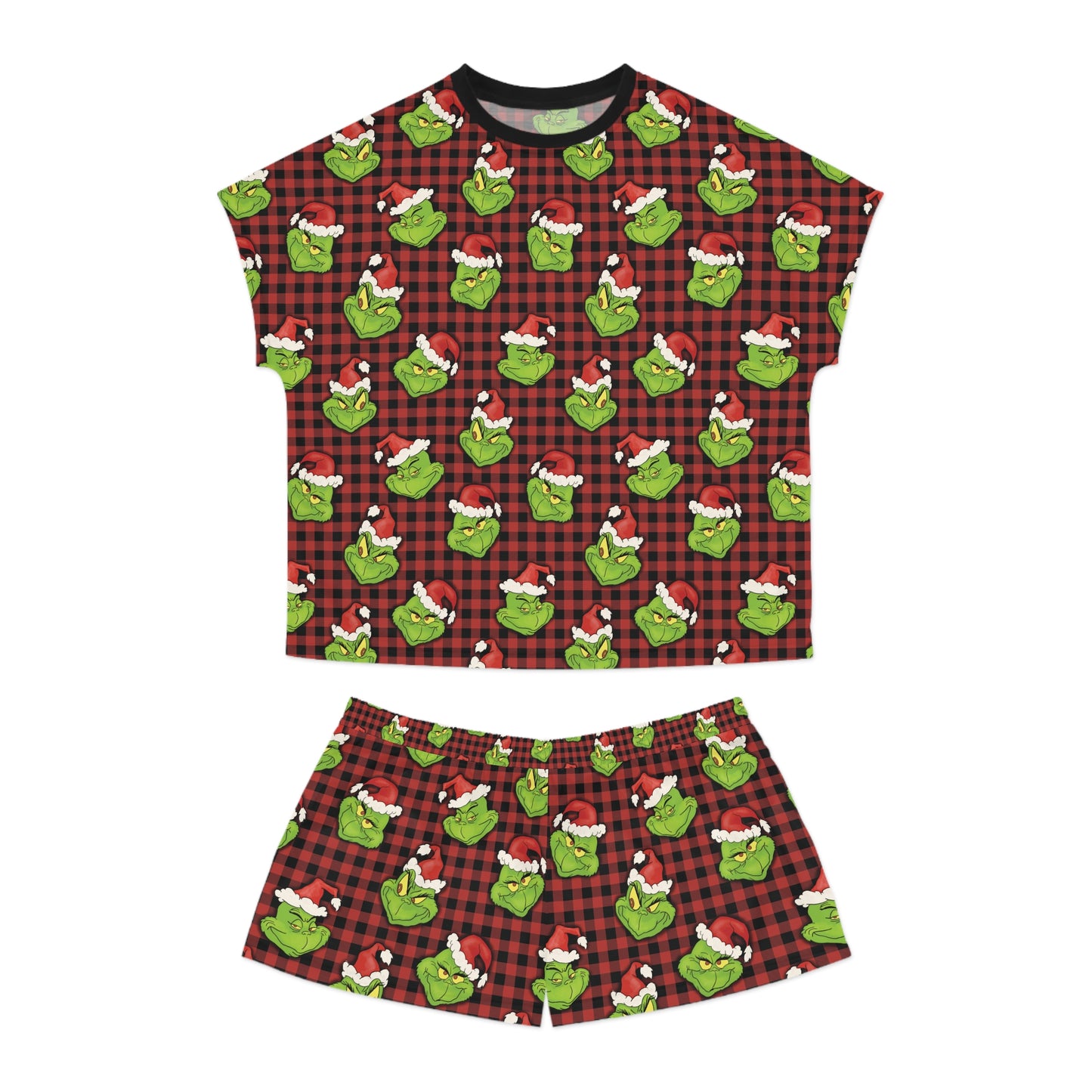 Red Plaid Grouch -  Women's Short Pajama Set