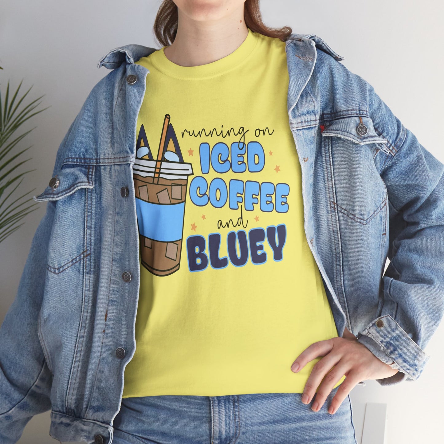 Running On Bluey and Iced Coffee  - Unisex Heavy Cotton Tee