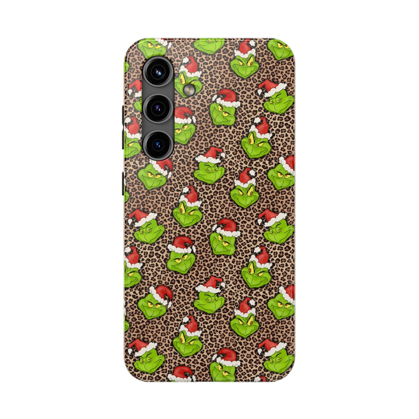 Leopard Print Green Christmas Grouch -  Tough Phone Cases