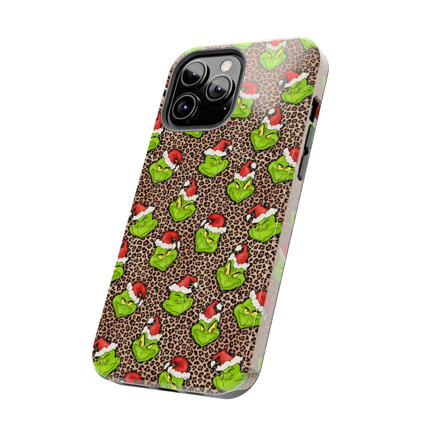 Leopard Print Green Christmas Grouch -  Tough Phone Cases