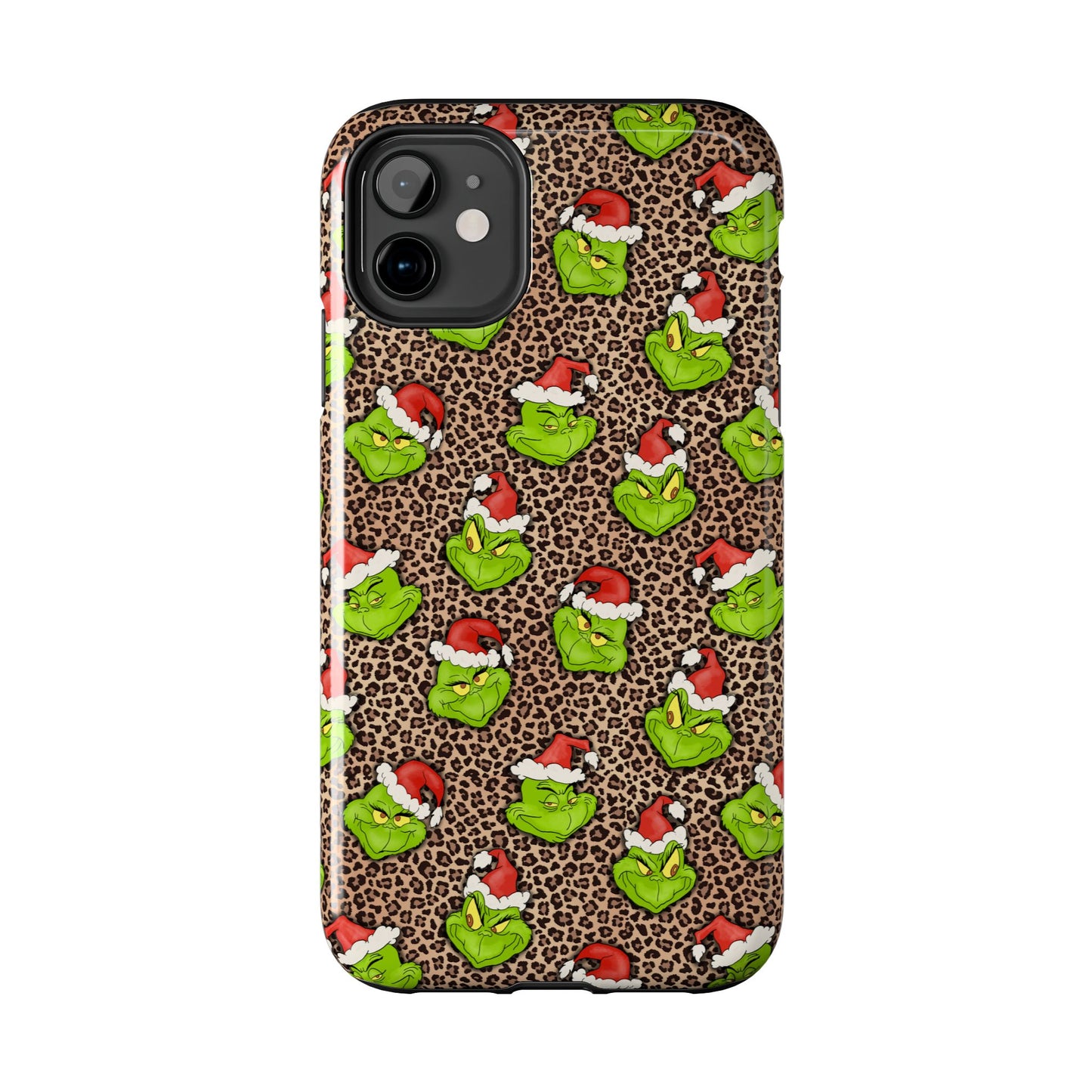 Leopard Print Green Christmas Grouch -  Tough Phone Cases