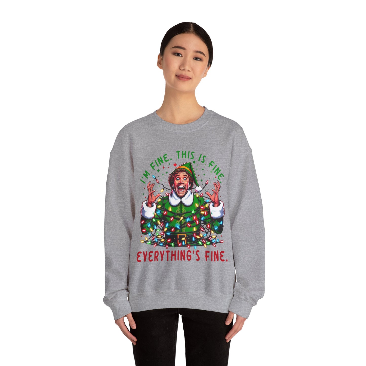 Everything is Fine Elf Christmas Sweatshirt