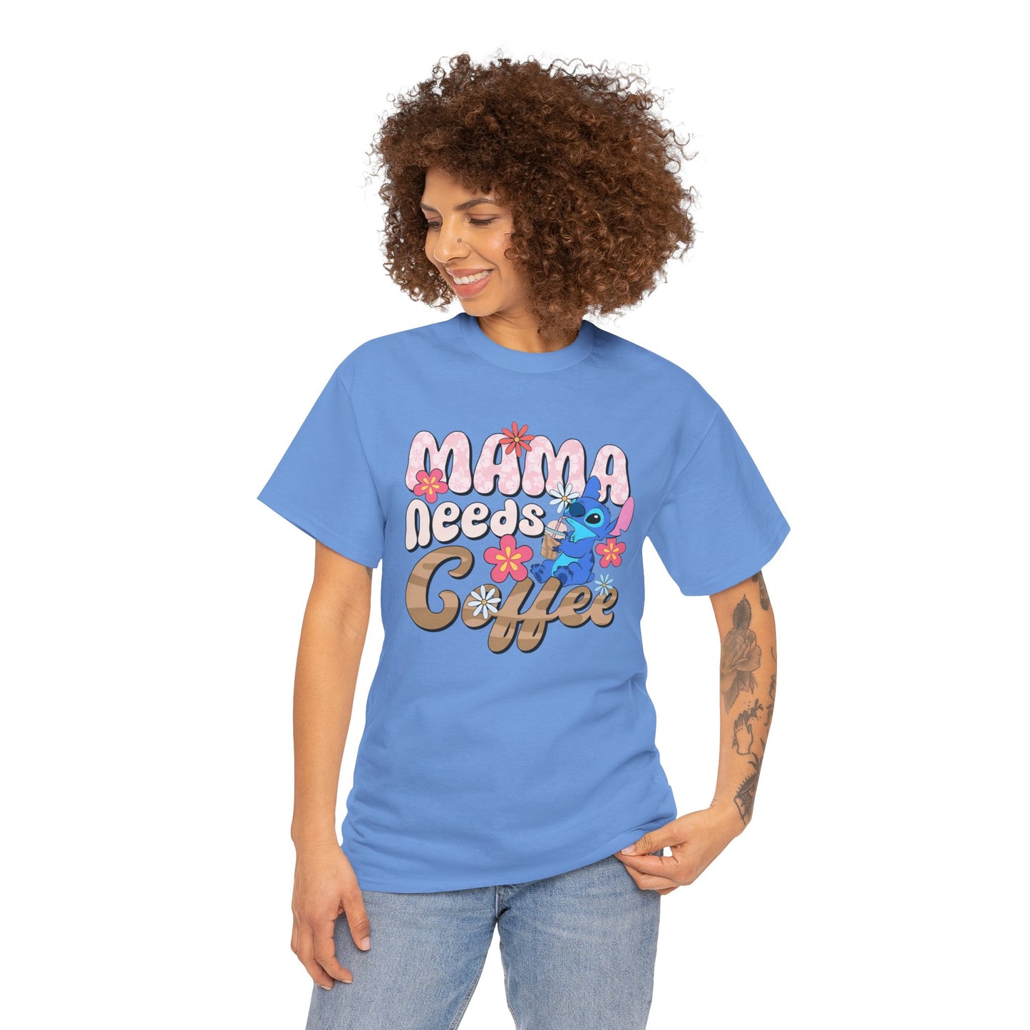 Mama Needs Coffee Alien   - Unisex Heavy Cotton Tee