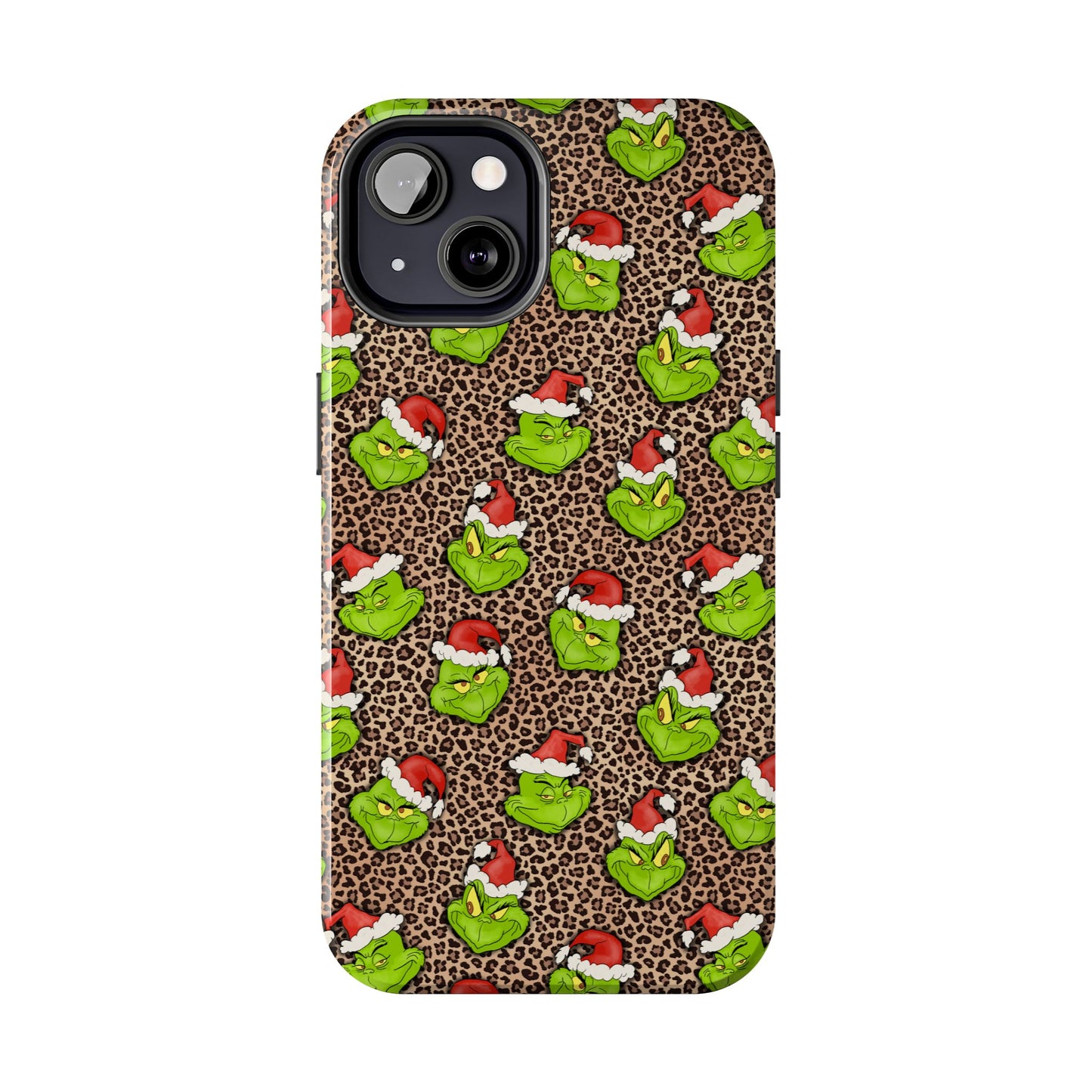 Leopard Print Green Christmas Grouch -  Tough Phone Cases