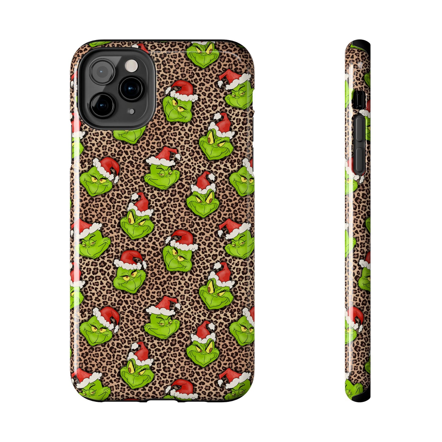 Leopard Print Green Christmas Grouch -  Tough Phone Cases