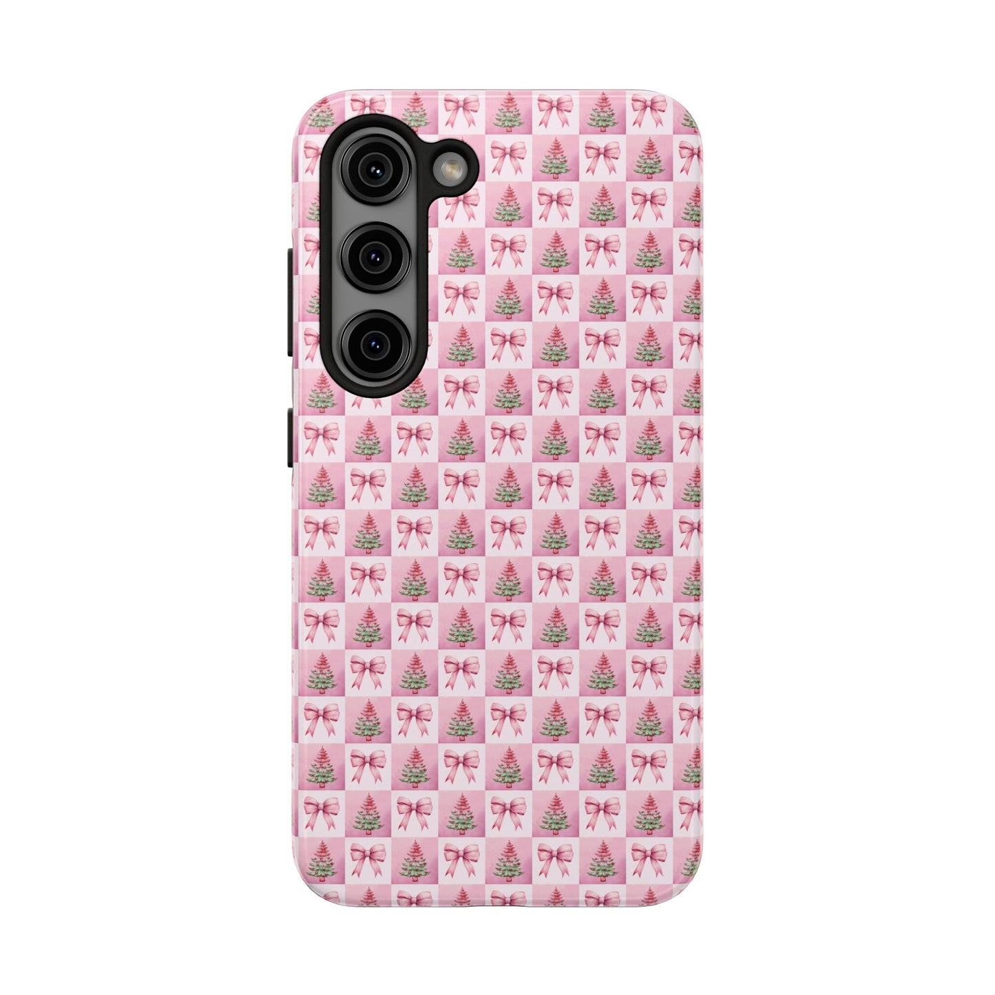 Pink Christmas Checkered -  Tough Phone Cases