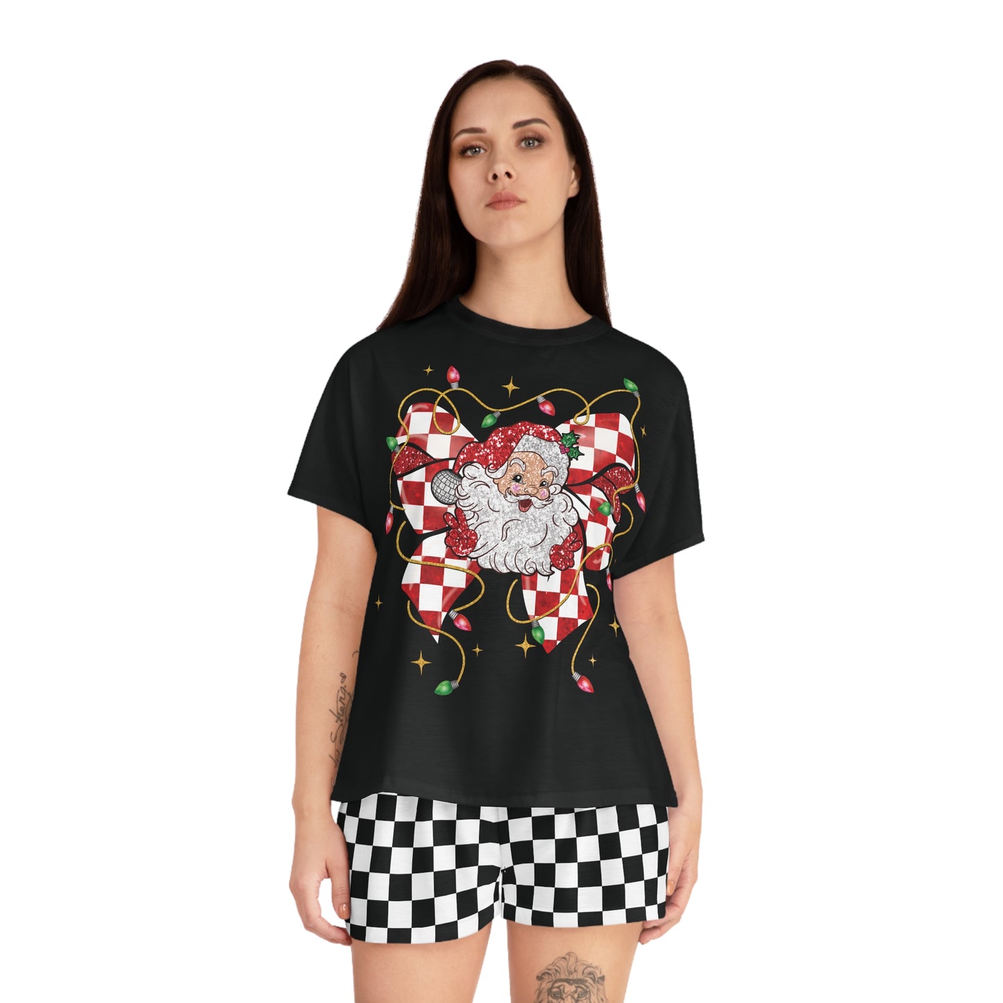 Checkered Santa - Women's Short Pajama Set