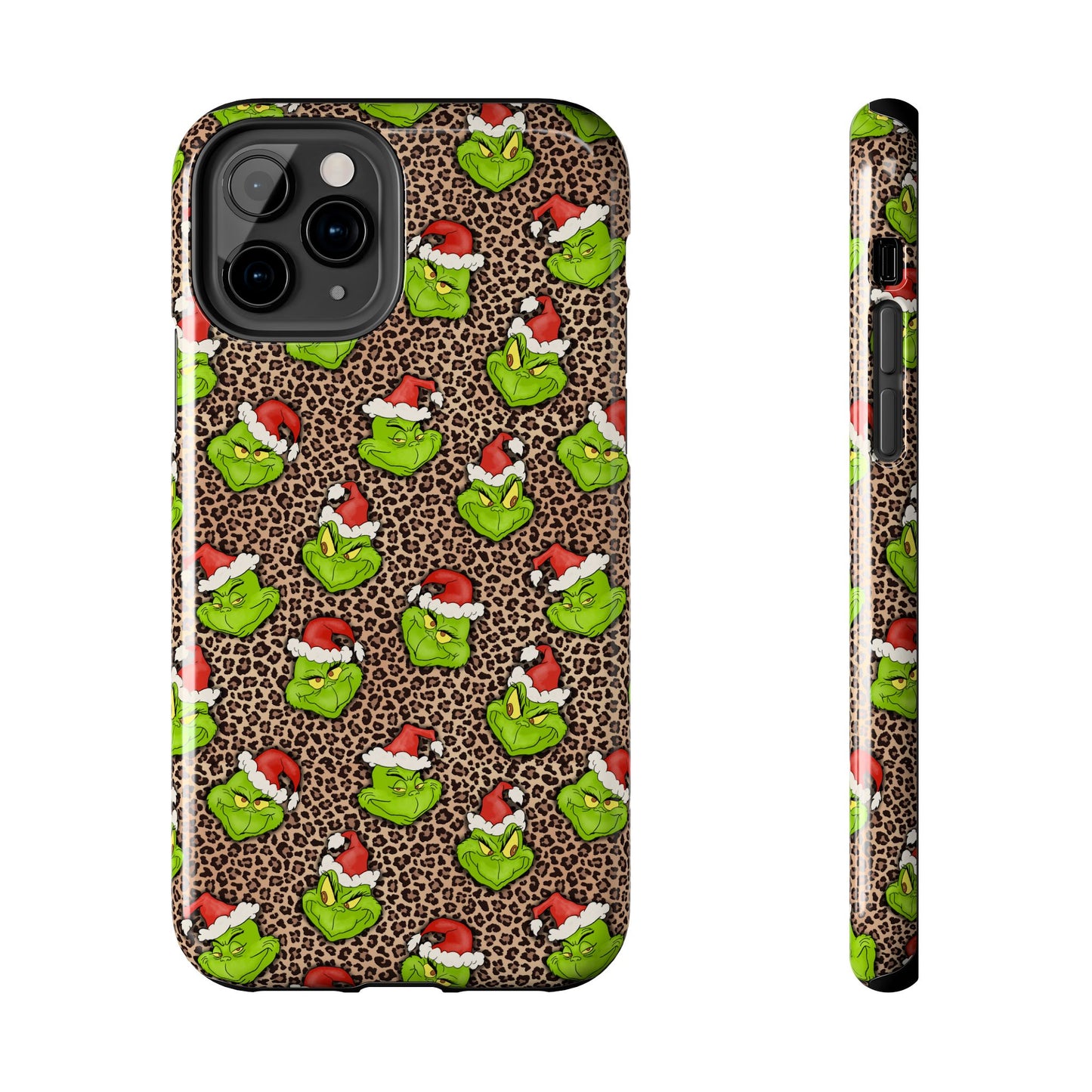 Leopard Print Green Christmas Grouch -  Tough Phone Cases