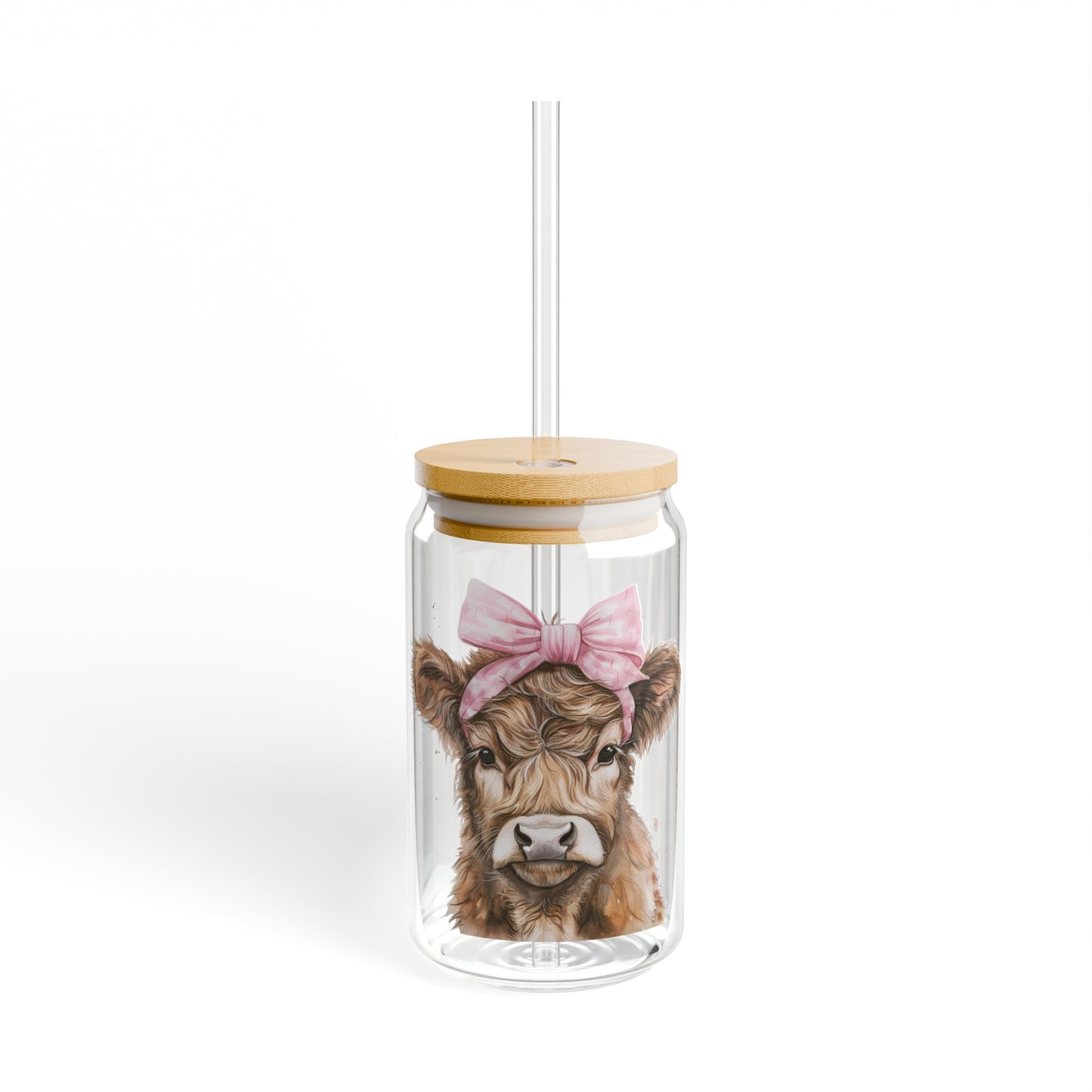 Cutie Little Cow - Sipper Glass, 16oz