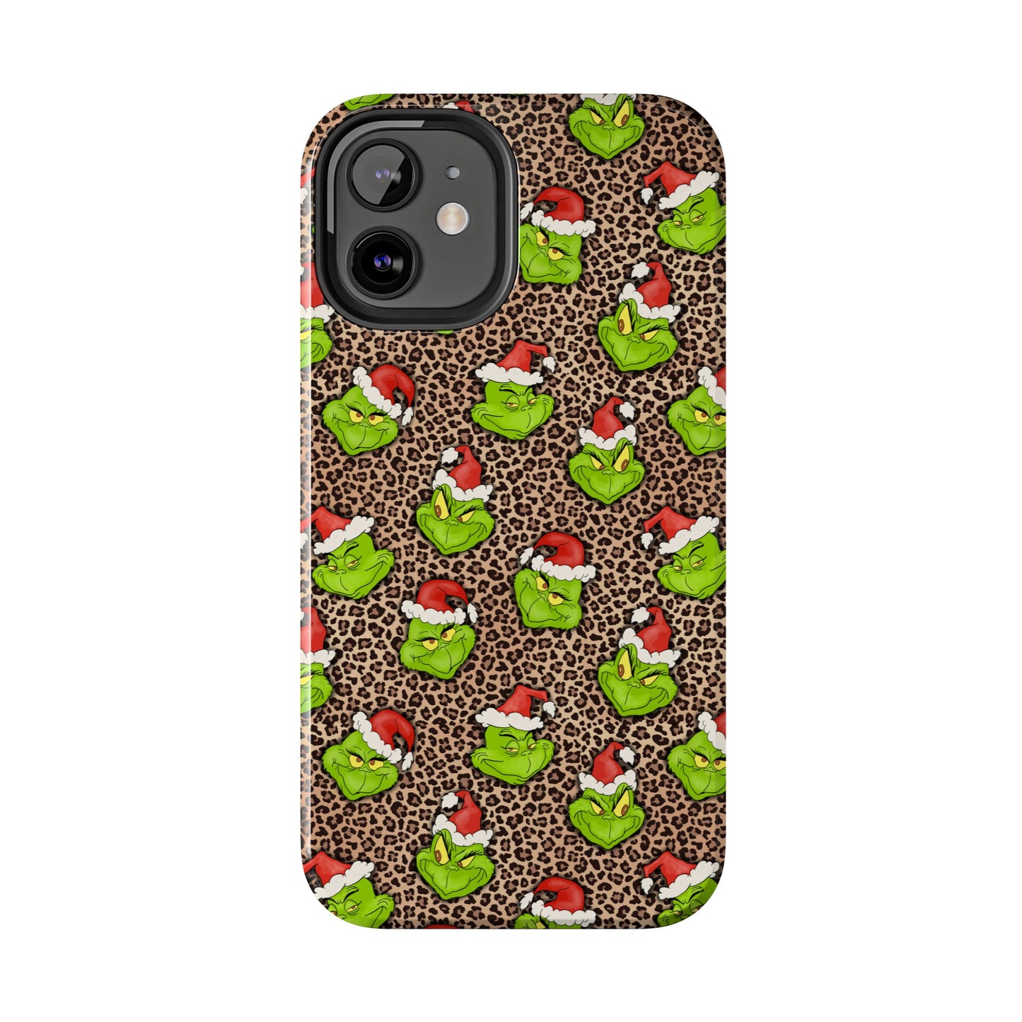 Leopard Print Green Christmas Grouch -  Tough Phone Cases