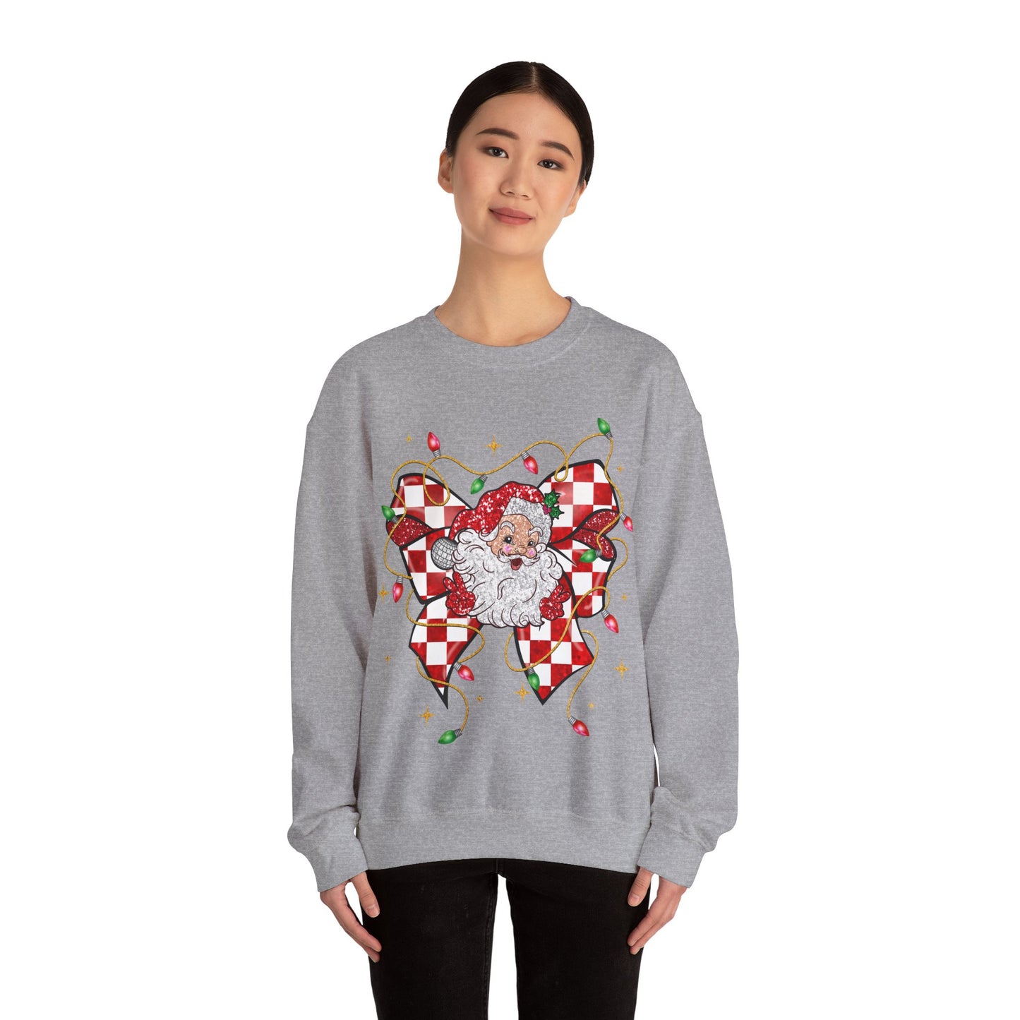 Checkered Santa Coquette Christmas Sweatshirt