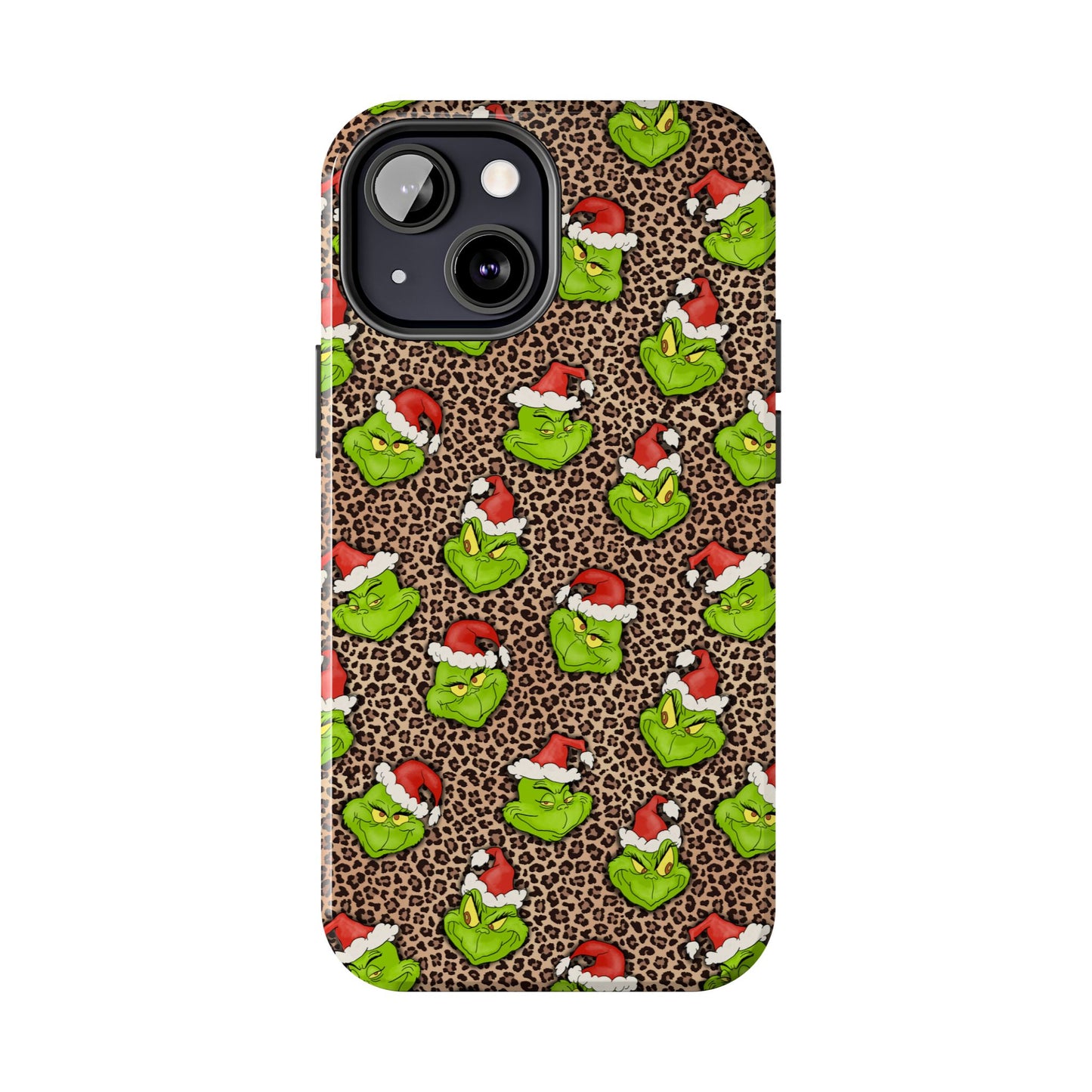 Leopard Print Green Christmas Grouch -  Tough Phone Cases